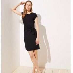 LOFT Black Short Sleeve Tie‎ Side Cotton Dress